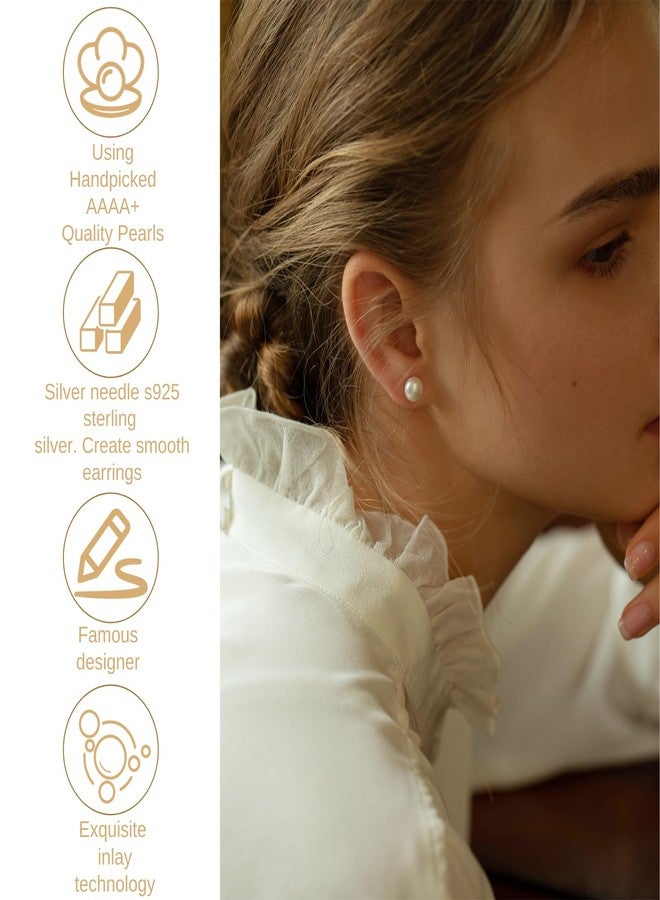 BLISI 6pairs 14K Gold Plated Pearl Earrings Stud with 925 Stering Silver Post Small Midium and Big Pearl Stud Earrings Set for Women Sensitive Ears(3mm4mm5mm6mm8mm10mm) (Gold) - Image 5
